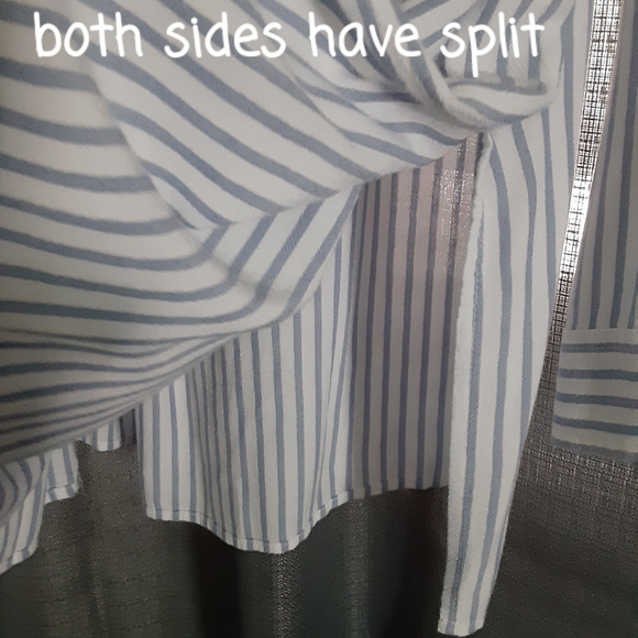 New Directions L blue/white striped long sleeve top **see pix for measurements** - Picture 14 of 15
